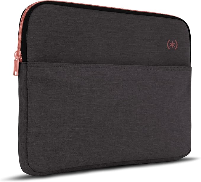 Speck Transfer Pro-Pocket Universal 15-16 Inch Laptop Sleeve with Front Pocket - Durable Protective Case for Laptops and Tablets - Compatible with MacBook Computers - Cloudy Grey/Rose Gold