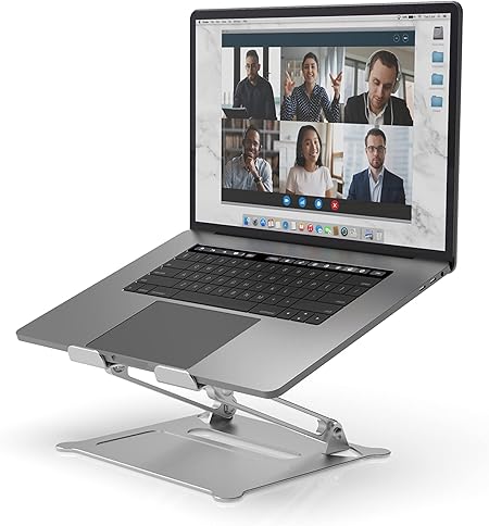 SOAR Portable Aluminum Laptop Stand - Height Adjustable Laptop Stand for Desk - Ventilated & Ergonomic Laptop Holder - Universal Compatibility for Notebook Holder - Non-Slip Laptop Riser