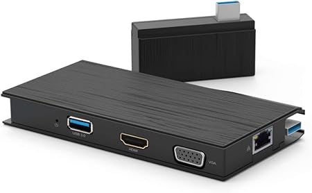 VisionTek VT100 Portable USB-A Dual Monitor Hub - 1x HDMI, 1x VGA, 2x USB Ports, micro/SD Reader, Ethernet for Windows