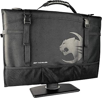 ROCCAT Tusko Across-The-Board Flat Screen/Widescreen Bag, PC Computer Case, Monitor Carrying Case to Protect and Transport, Travel Carrier Gaming Bag with Straps, Black, 24 Inch