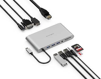 Kensington UH1440P 10-in-1 Dual Monitor USB-C Hub, Laptop Docking Stations with DisplayPort/HDMI/VGA Ports, SD & Micro SD Card Readers, 85W Charging for Thunderbolt 3/4 and USB-C Devices (K33853WW)