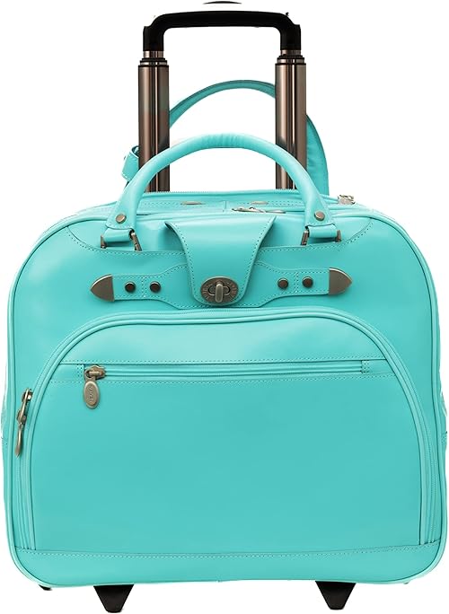 McKleinUSA Wheeled Ladies' Laptop Briefcase, Aqua Blue