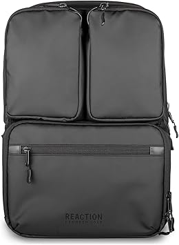 Kenneth Cole REACTION Ryder 17-Inch Coated Polyester Travel Laptop Backpack Bag, Black