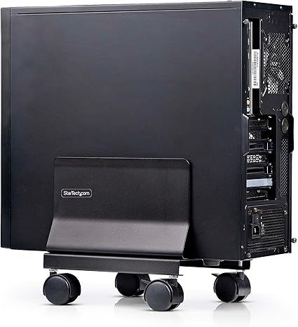 StarTech.com Computer Tower Cart, Rolling Mobile CPU Caddy on Wheels, Max Load 46.3lb/21kg, Adjustable Desktop Case Mount