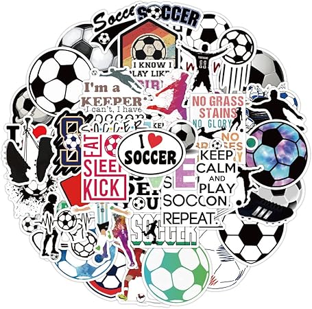 V-Harna Soccer Stickers| 50pcs Waterproof Stickers Decals for Children,Teens and Girls,Unique Durable Aesthetic Trendy Sticker Perfect for Laptop Computer Phone