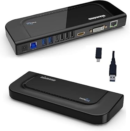 Diamond Multimedia Dual Video Output, USB/USB-C/TB3 Universal Docking Station with Gigabit Ethernet, HDMI, DVI, Audio for Windows 11, MacOS, Android 5.0+. DisplayLink Certified DL-3900 Chip (DS3900V3)