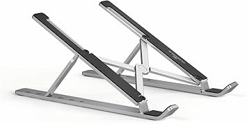 Durable Adjustable Laptop Stand - Ergonomic Universal Laptop Computer Riser for Desk, Portable Laptop Stand Folds for Easy Storage, Non Slip Aluminum Laptop Mount, for Laptops and Tablets up to 15