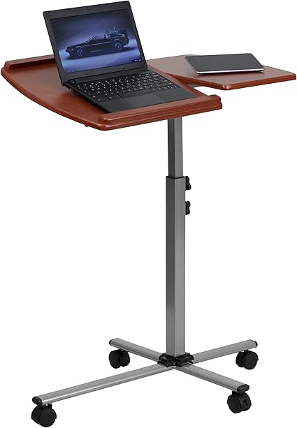 Flash Furniture Dunbar Angle and Height Adjustable Mobile Laptop Computer Table with Cherry Top