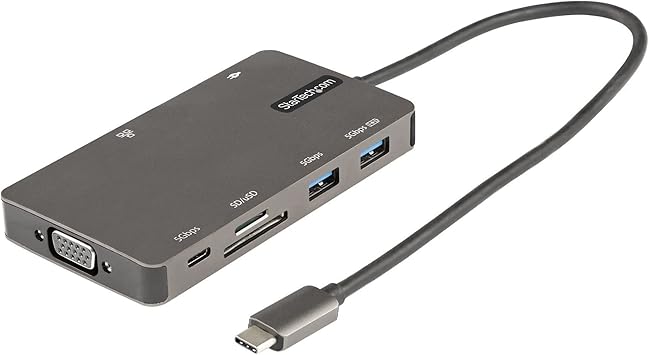 StarTech.com USB C Multiport Adapter - HDMI 4K 30Hz or VGA Travel Dock - 5Gbps USB 3.0 Hub (USB A/USB C Ports) - 100W Power Delivery - SD/Micro SD - GbE - 30cm Cable - USB C Mini Dock (DKT30CHVSDPD)