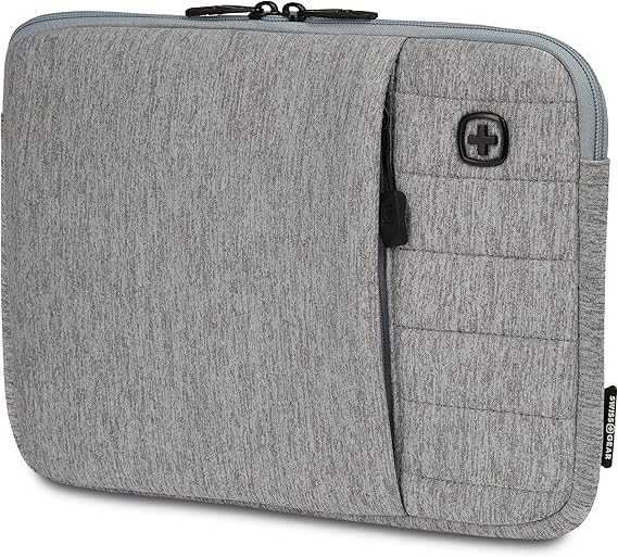 SwissGear Padded Zippered Laptop Sleeve, Micro-Twill Laptop Case with Zippered Front Compartment & Fleece Lining