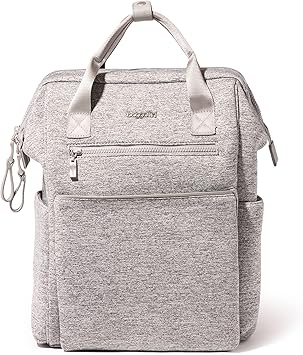 Baggallini Soho Backpack - Travel Laptop Backpack for Women - Lightweight Water-Resistant Luggage Bag, Heather Grey Neoprene