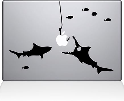 The Decal Guru Shark Party Under The Sea MacBook Decal Vinyl Sticker - 15