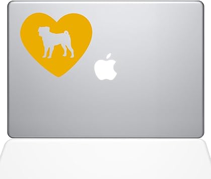 The Decal Guru Heart Pug MacBook Decal Vinyl Sticker - 13