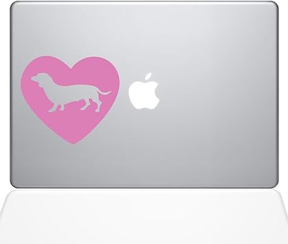 The Decal Guru Heart Dachshund MacBook Decal Vinyl Sticker - 15