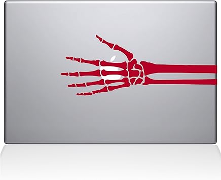 The Decal Guru 2086-MAC-13X-DR Skeleton Hand X-ray Decal Vinyl Sticker, Red, 13