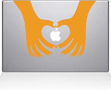 The Decal Guru 2044-MAC-13X-SY Hands Heart Apple Decal Vinyl Sticker, Yellow, 13