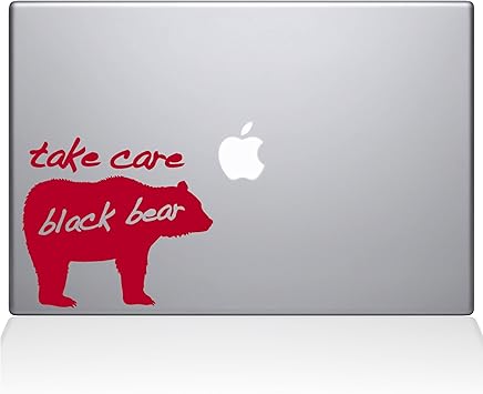 The Decal Guru Take Care Black Bear MacBook Decal Vinyl Sticker - 15