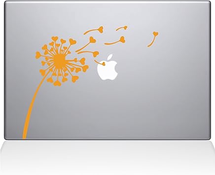 The Decal Guru 2045-MAC-13X-SY Dandelion Hearts Decal Vinyl Sticker, Yellow, 13