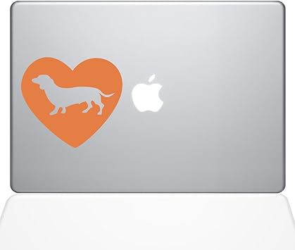 The Decal Guru Heart Dachshund MacBook Decal Vinyl Sticker - 13