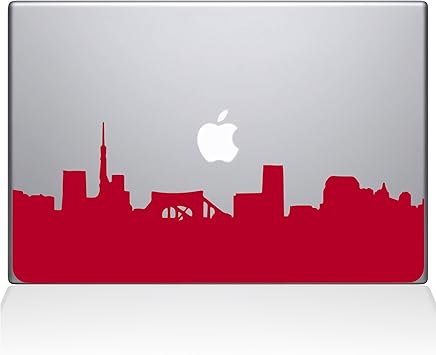 The Decal Guru 2073-MAC-15X-DR Pittsburg City Skyline Decal Vinyl Sticker, Red, 15