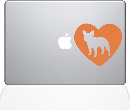 The Decal Guru Heart French Bulldog MacBook Decal Vinyl Sticker - 13