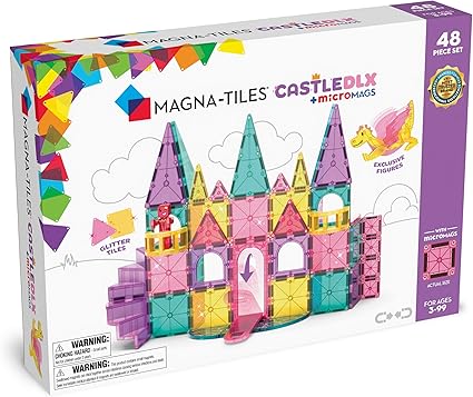 MAGNA-TILES Castle DLX 48-Piece Magnetic Construction Set, The Original Magnetic Building Brand