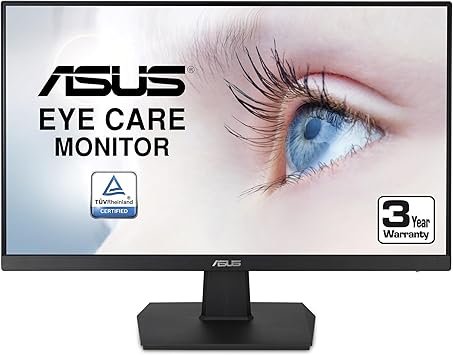 ASUS VA24EHE 23.8” Monitor 75Hz Full HD (1920x1080) IPS Eye Care HDMI D-Sub DVI-D,Black