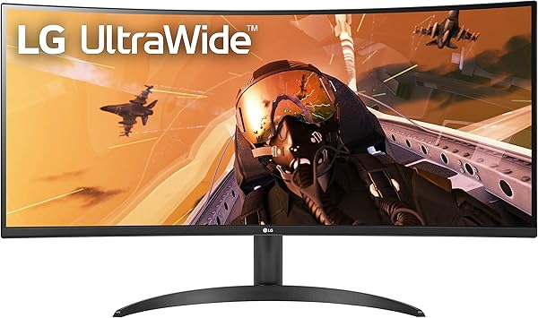 LG 34WP60C-B 34-Inch 21:9 Curved UltraWide QHD (3440x1440) VA Display with sRGB 99% Color Gamut and HDR 10, AMD FreeSync Premium and 3-Side Virtually Borderless Screen Curved QHD Tilt,Black