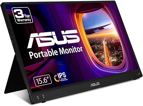 ASUS ZenScreen 15.6” 1080P Portable Monitor (MB16ACV) - Full HD, IPS, Eye Care, Flicker Free, Blue Light Filter, Kickstand, USB-C Power Delivery, for Laptop, PC, Phone, Console