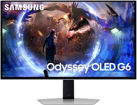 SAMSUNG 27-Inch Odyssey G6 (G60SD) Series OLED Gaming Monitor with QHD 360Hz 0.03ms, Anti-Glare, Sleek Metal Design, LS27DG602SNXZA, 2024, 3 Year Warranty