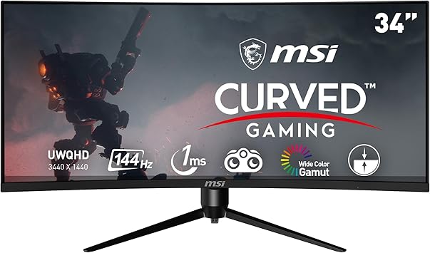 MSI Optix MAG342CQR 1500R Curvature 21:9 Aspect Ratio Narrow Bezel 1ms 3440 x 1440 (UWQHD) 144Hz Refresh Rate Tilt/Swivel/Height/Pivot Adjustment 34