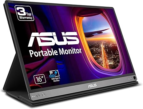 ASUS ZenScreen 15.6” 1080P Portable USB Monitor (MB16AC) - Full HD (1920 x 1080), IPS, USB Type-C, Eye Care, Smart Case, External Screen for Laptop, 3-Year Warranty,Black