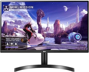 LG 27QN600-B 27” QHD (2560 x 1440) IPS Display with FreeSync, sRGB 99% Color Gamut, HDR10 with a 3-Side Virtually Borderless Design, Black