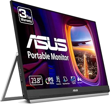 ASUS ZenScreen 24” 1080P Portable USB Monitor (MB249C) - FHD, IPS, Type-C, Speaker, Multi-stand Design, Kickstand, C-clamp Arm, Partition Hook, Carrying Handle, Work From Home Monitor, 3-Year Warranty