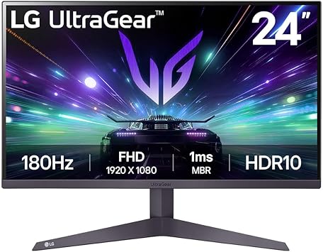 LG 24GS50F-B 24-inch FHD (1920 x 1080) Ultragear Gaming Monitor with 180Hz, 1ms MBR, HDR10, AMD FreeSync, HDMI, DisplayPort, 3-Side Virtually Borderless Design, Black