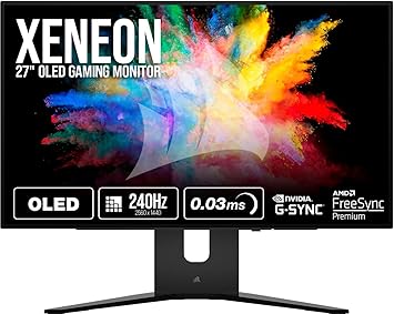 Corsair XENEON 27QHD240 27-Inch OLED Gaming Monitor - 2560 x 1440, 240Hz, 0.03ms, NVIDIA G-SYNC Compatible, AMD FreeSync™ Premium, DisplayHDR10, HDMI 2.1, DisplayPort 1.4, USB-C 3.1 - Black