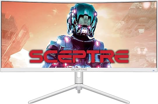 Sceptre 30-inch Curved Ultrawide Monitor 2560 x 1080 up to 200Hz DisplayPort HDMI 1ms AMD FreeSync Premium 99% sRGB Picture by Picture/PIP, Build-in Speakers White (C305B-FUN200W)