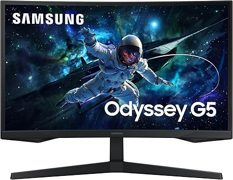 SAMSUNG 27-Inch Odyssey G51C Series QHD Gaming Monitor, 165Hz, 1ms, VESA Display HDR10, AMD FreeSync Premium, Black Equalizer, Virtual Aim Point, LS27CG512ENXZA, 2023