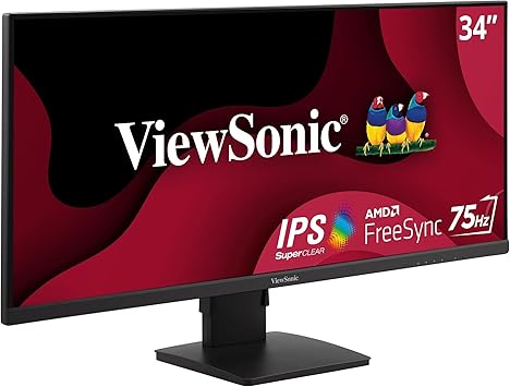 ViewSonic VA3456-MHDJ 34 Inch 21:9 UltraWide WQHD 1440p IPS Monitor with Ultra-Thin Bezels, Ergonomics Design, HDMI, and DisplayPort Inputs for Home and Office