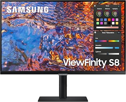 Samsung 32-Inch ViewFinity S80PB Series UHD Monitor, DCI-P3 98%, VESA DisplayHDR 600, IPS Panel, Matte Display, USB-C, PIP/PBP, Intelligent Eye Care, LS32B806PXNXGO, 2023,Black