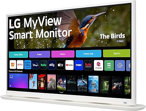 LG 32SR70U-W MyView Smart Monitor 32-inch 4K UHD (3840x2160) IPS Display, webOS 23, USB Type-C, x2 Built-in Speakers, HDR 10, AirPlay 2, Screen Share, Bluetooth, Remote, White