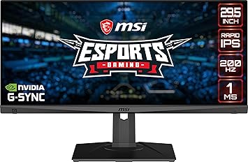 MSI Full HD Rapid-IPS 1ms 2560 x 1080 Ultra Wide 200Hz Refresh Rate HDR Ready G-Sync Compatible 30” Gaming Monitor (Optix MAG301RF)