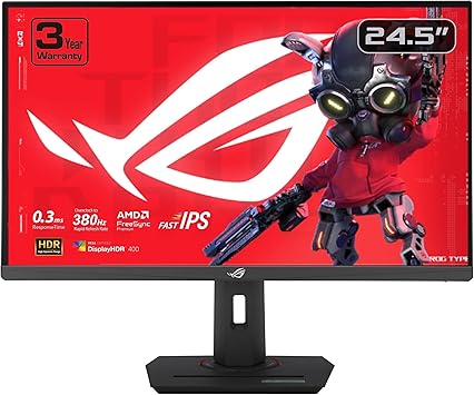 ASUS ROG Strix 25” (24.5” viewable) Esports Gaming Monitor (XG259QNS) - Full HD, 380Hz, 0.3ms, Fast IPS, Extreme Low Motion Blur Sync, FreeSync Premium, DisplayWidget, Ergonomic, 3 yr Warranty