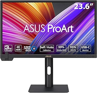 ASUS ProArt Display 24” 4K 12G-SDI HLG Professional Monitor (PA24US) - IPS, UHD (3840 x 2160), 99% Adobe RGB, 95% DCI-P3, ΔE < 1, USB-C, Built-in Motorized Colorimeter, Calman Ready, 3 Year Warranty