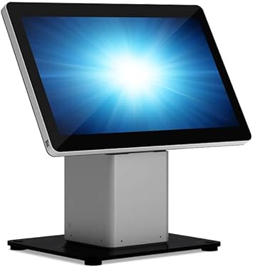 Elo Slim Desk Mount for Touchscreen Monitor, Cradle, Bar Code Reader, Fingerprint Reader, Webcam - Black, Silver