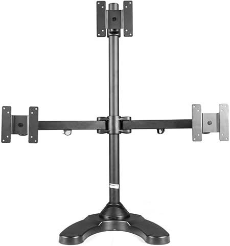 Triple Monitor Stand Freestanding Triangle Orientation Holds Up to 27-Inch Screens, Black (LCD-3501T-B)