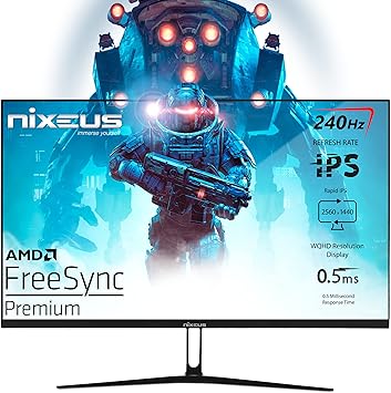 Nixeus EDG 27” Rapid IPS 2560 x 1440 AMD FreeSync Premium Certified 240Hz HDR Gaming Monitor (NX-EDG27240X) Black