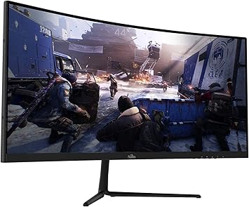 30in 100Hz Curved Gaming Monitor, 2560 * 1080P Full HD 21:9 Ultrawide PC Computer Monitor Built-in Speakers, HDMI DP Ports, VESA Wall Mount Ready 75 x 75mm (DP Cable Included)