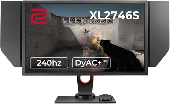 BenQ ZOWIE XL2746S 27-inch 240Hz Gaming Monitor | 1080P 1ms | DyAc+ | Smaller Base | Black eQualizer | Flexible height & tilt adjustment | Customizable Quick Menu | S-Switch | Shield