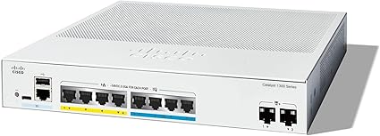 Cisco Catalyst 1300-8MGP-2X Managed Switch, 4 Port GE, 4 Port 2.5GE, PoE, 2x10GE SFP+, Limited Lifetime Protection (C1300-8MGP-2X)